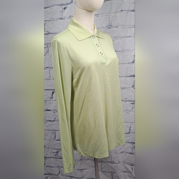 Burberry Women's Louisa TB Logo Long Sleeve Polo Shirt Mist Green Size Large - Picture 7 of 16